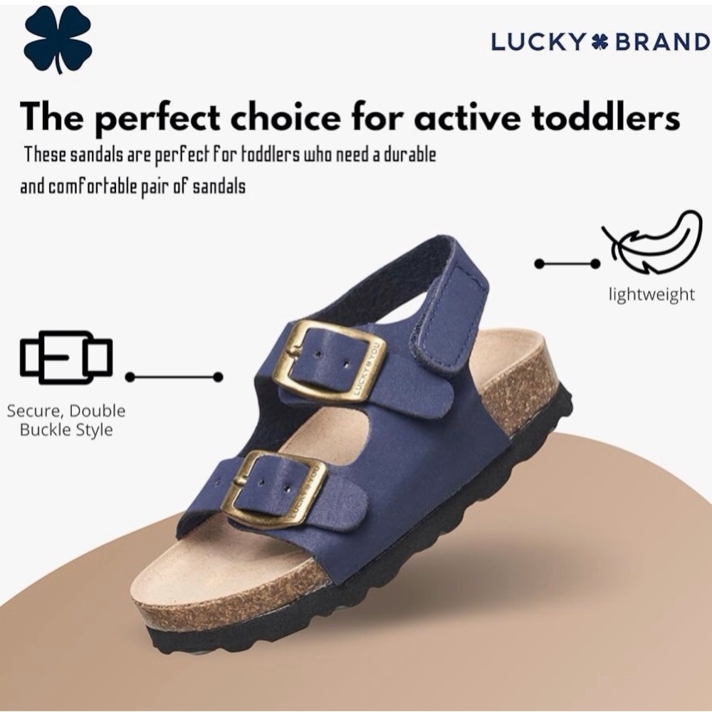 Lucky Brand Toddler Girl Sandals Size8– Brown Cork Sole w Adjustable Strap (NWT) - Picture 6 of 7